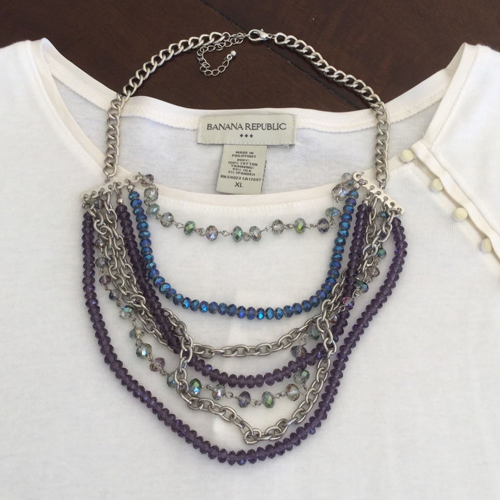 Statement necklace Purple & Blue multi strand